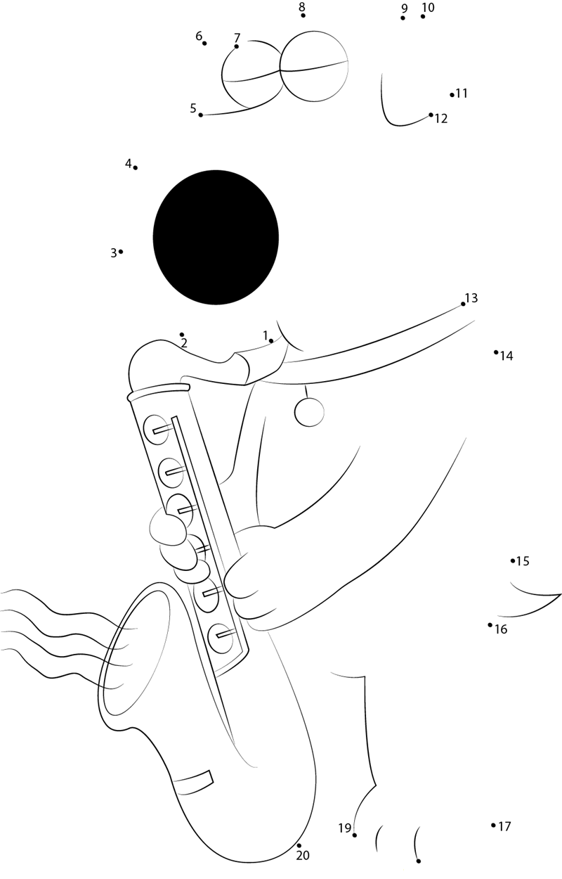 Brian Griffin Playing Saxophone printable dot to dot worksheet