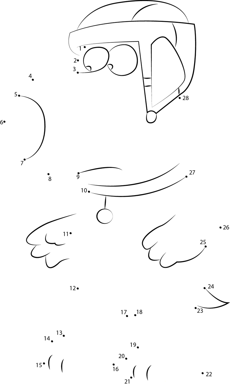 Brian Griffin Wearing Helmet printable dot to dot worksheet