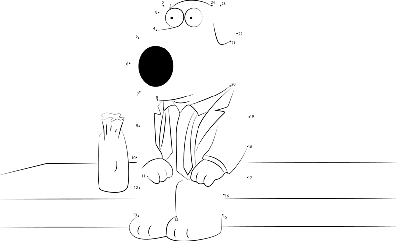 Brian The Dog printable dot to dot worksheet