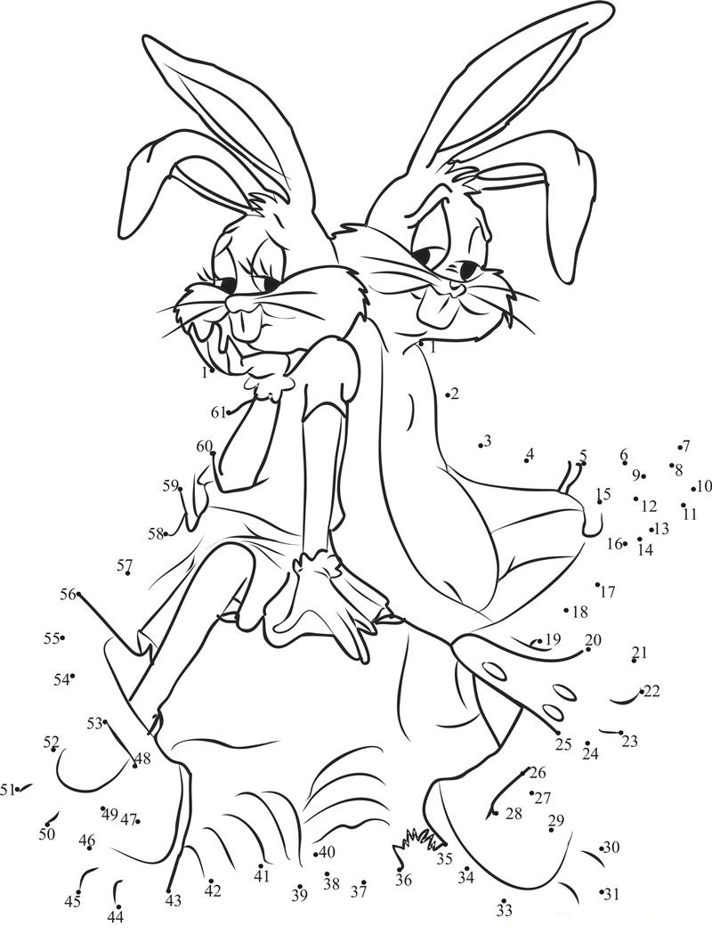 Saddness Of Bugs Bunny printable dot to dot worksheet