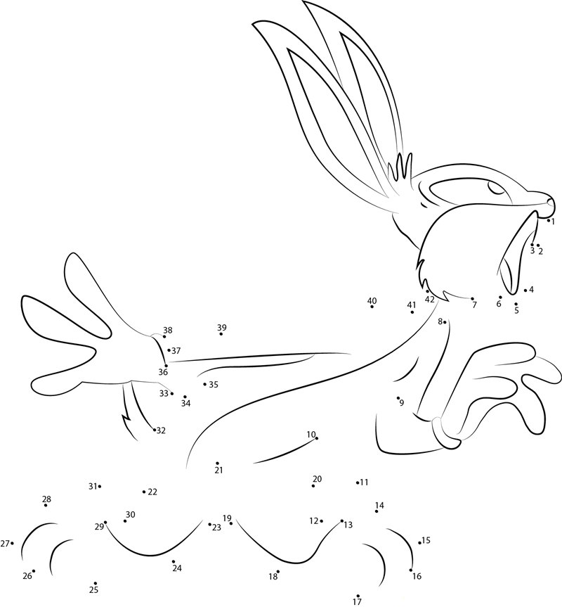 Bugs Bunny Get Shocks printable dot to dot worksheet