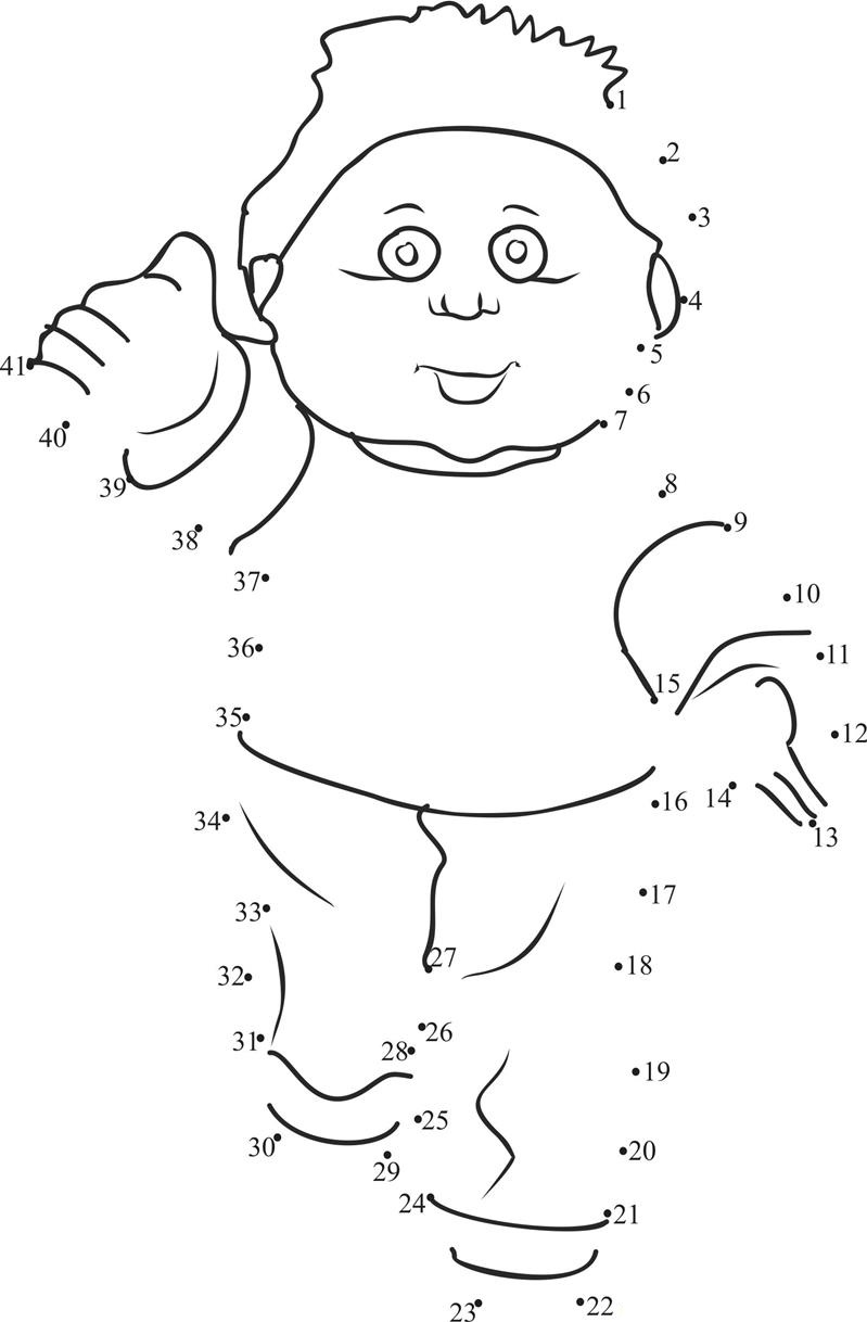 Cabbage Patch Teddy printable dot to dot worksheet