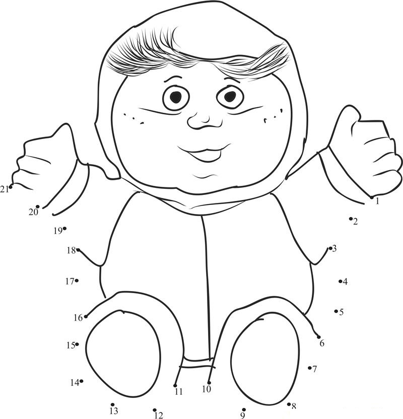 Cute Cabbage Patch printable dot to dot worksheet