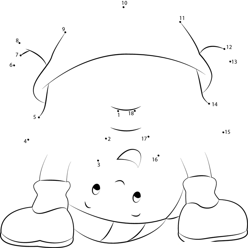 Caillou Back See printable dot to dot worksheet