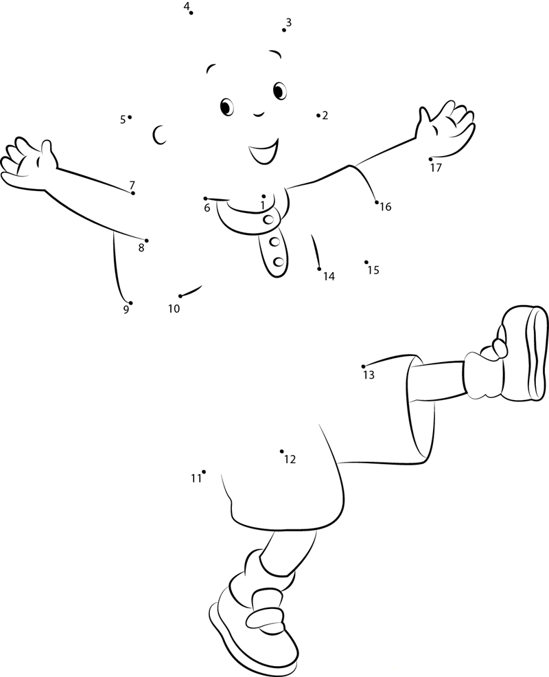 Caillou Having Fun printable dot to dot worksheet