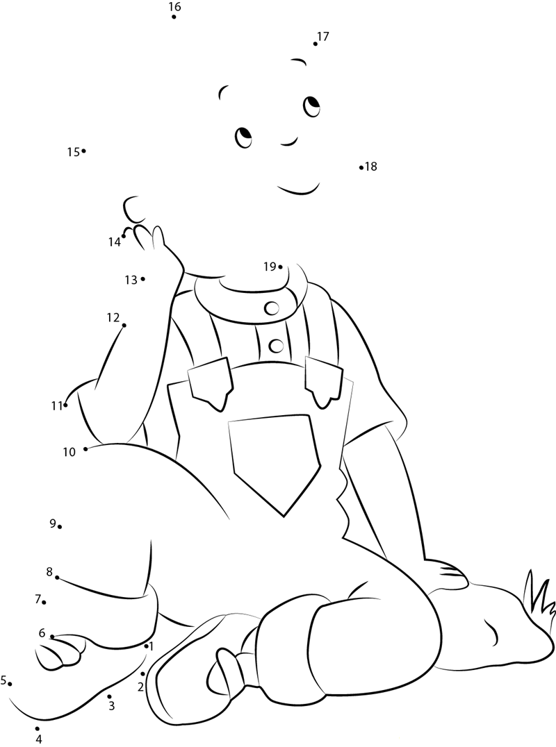 Caillou In Thinking printable dot to dot worksheet