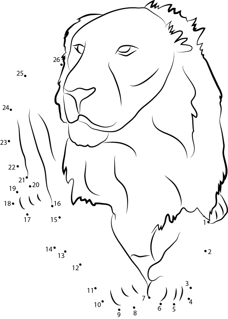 Asiatic Lion Gir Forest India printable dot to dot worksheet