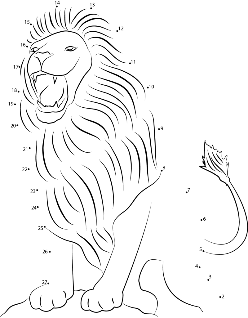 Aslan Lion printable dot to dot worksheet