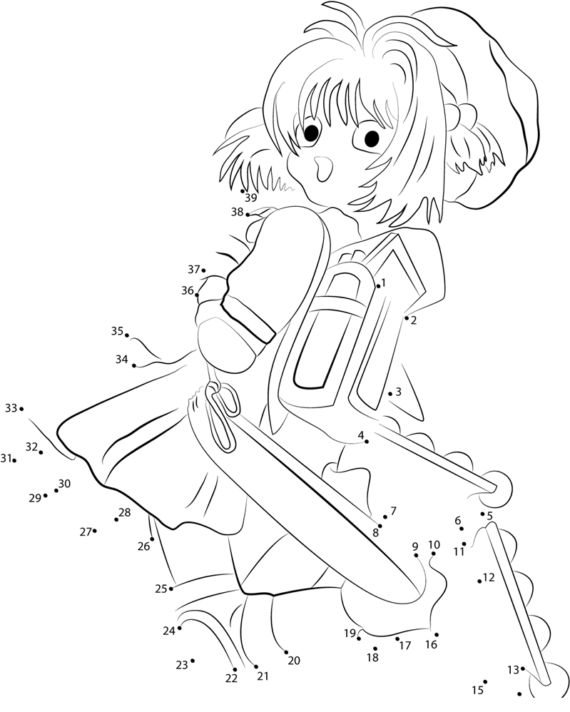 Cardcaptor Sakura By Kumiko Takahashi printable dot to dot worksheet