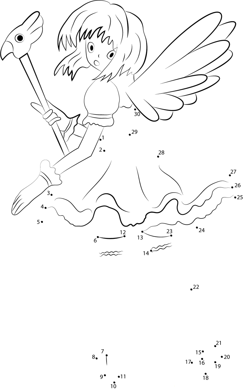 Cardcaptors Sakura Looking Back printable dot to dot worksheet