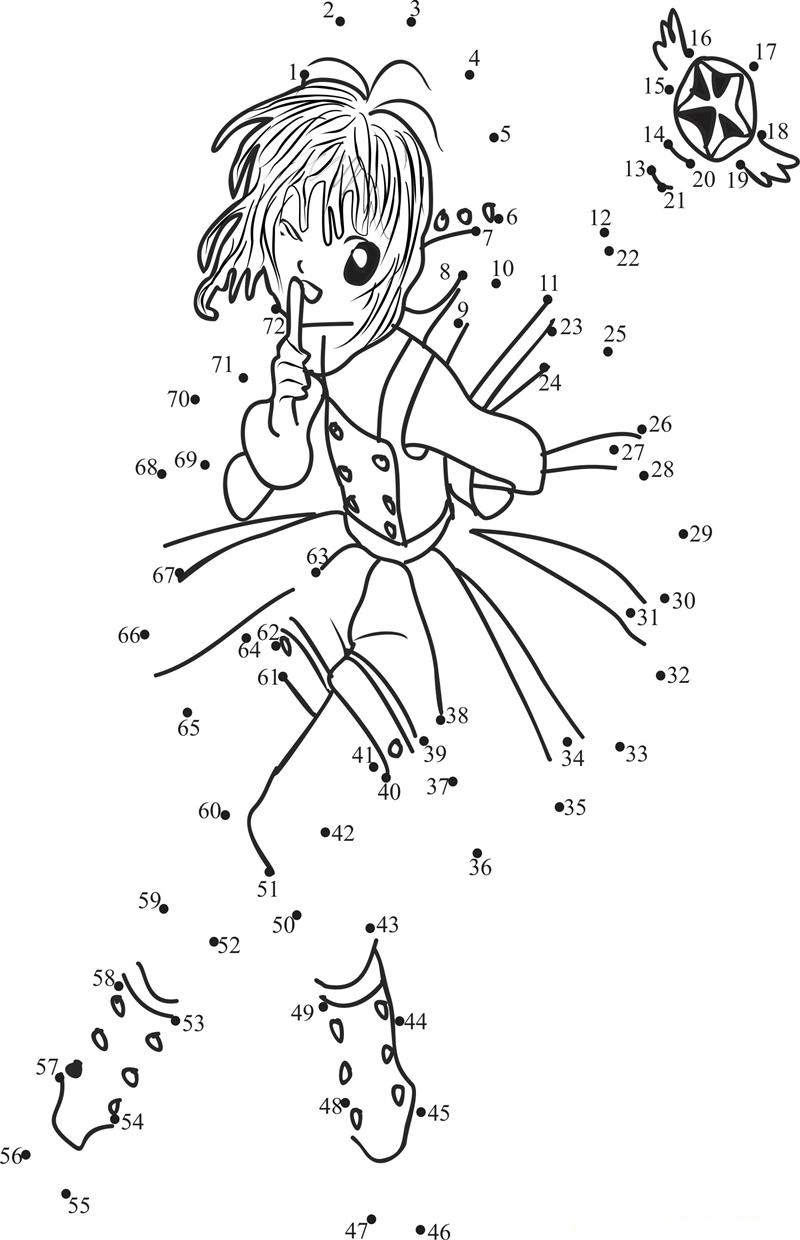 Cardcaptors Sakura Naughtiness printable dot to dot worksheet