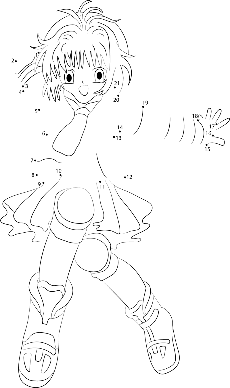 Dancing Cardcaptor Sakura printable dot to dot worksheet