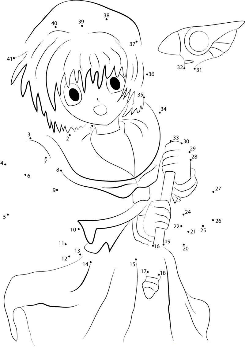 Nice Cardcaptor Sakura printable dot to dot worksheet