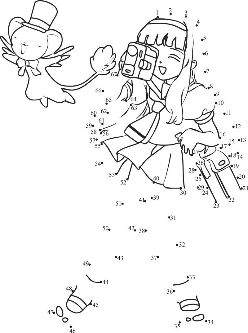 Photography By Cardcaptors Sakura printable dot to dot worksheet