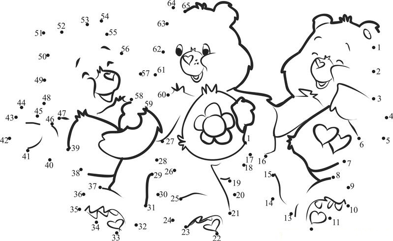 Care Bears Love printable dot to dot worksheet