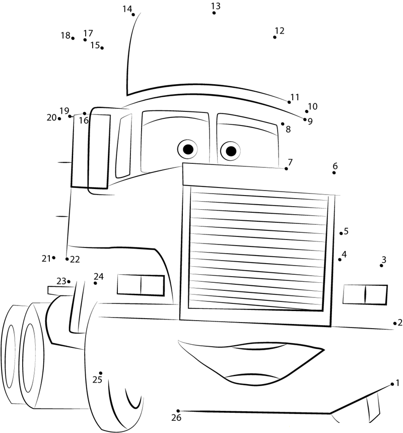 Mack Trailer printable dot to dot worksheet