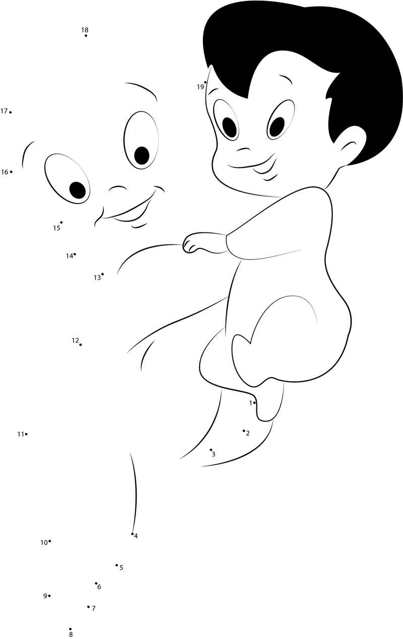 Casper Playing With Baby printable dot to dot worksheet