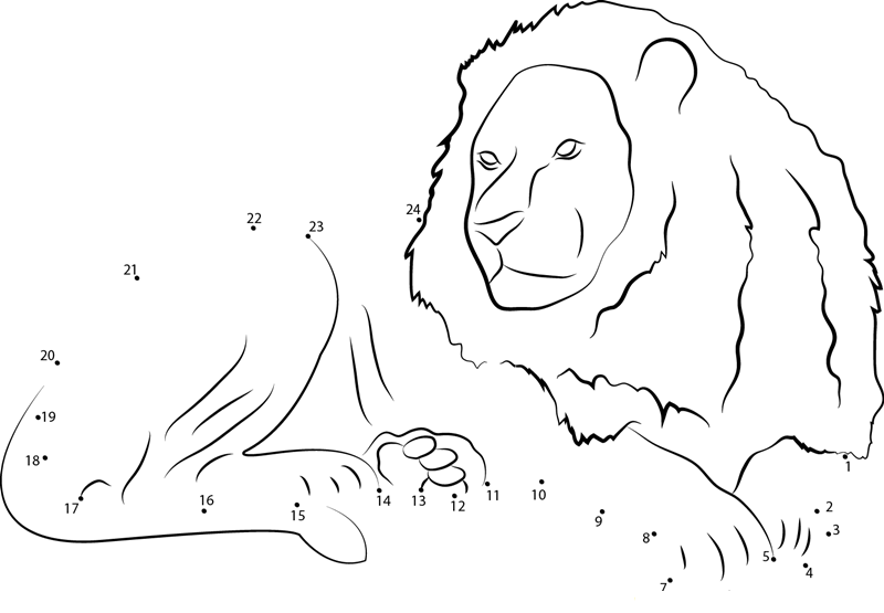 Lion Sitting dot to dot worksheets