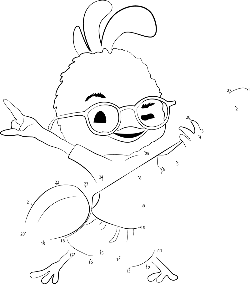 Chicken Little Dance printable dot to dot worksheet