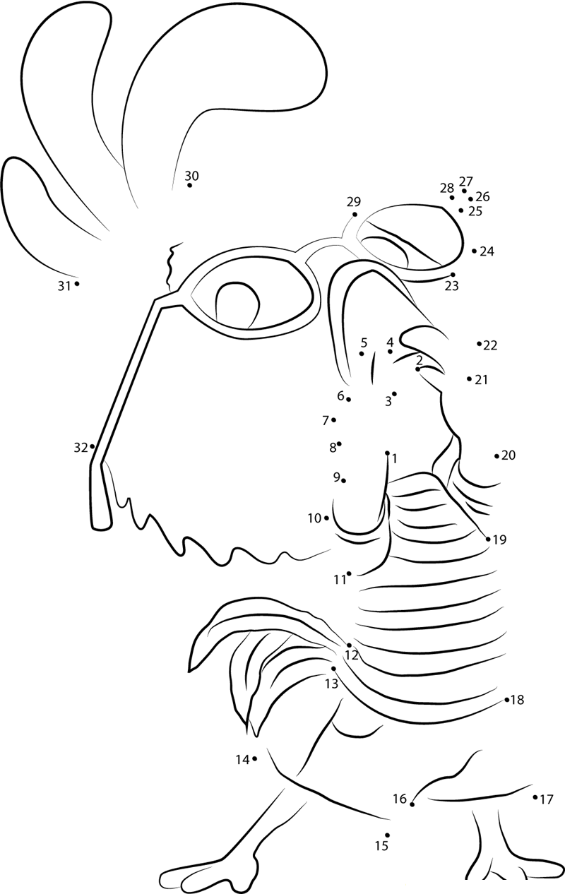 Chicken Little Funny printable dot to dot worksheet