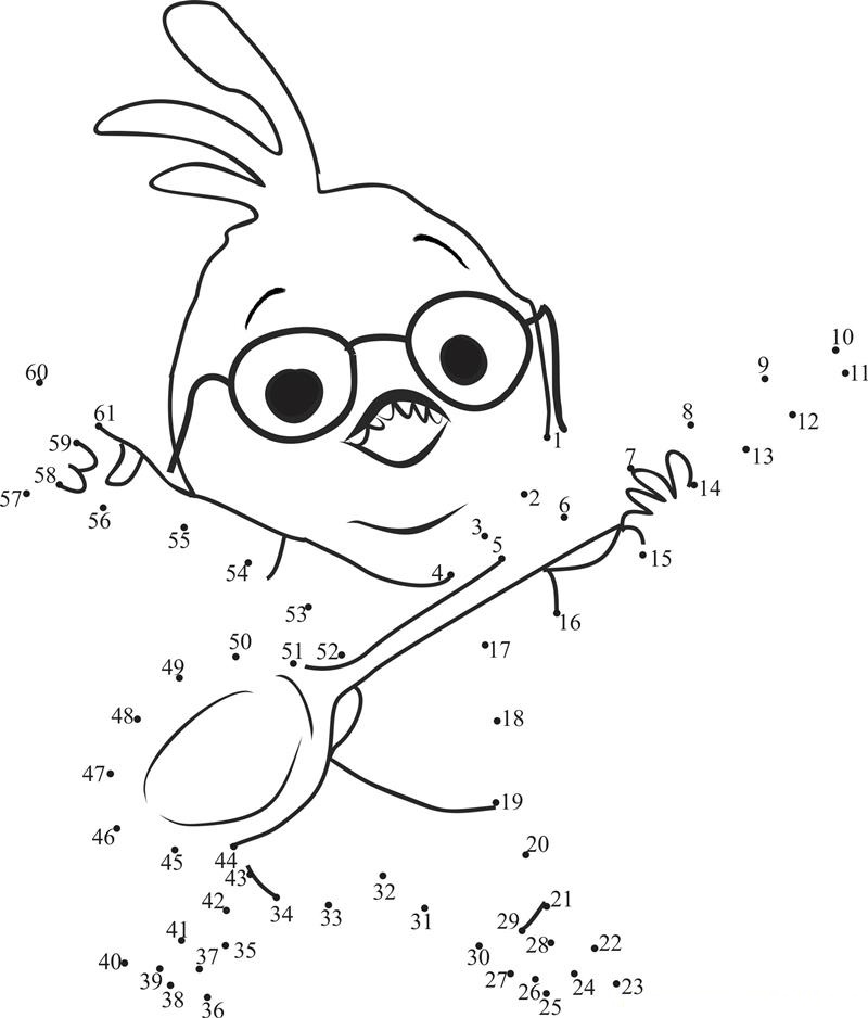 Chicken Little Having Fun printable dot to dot worksheet