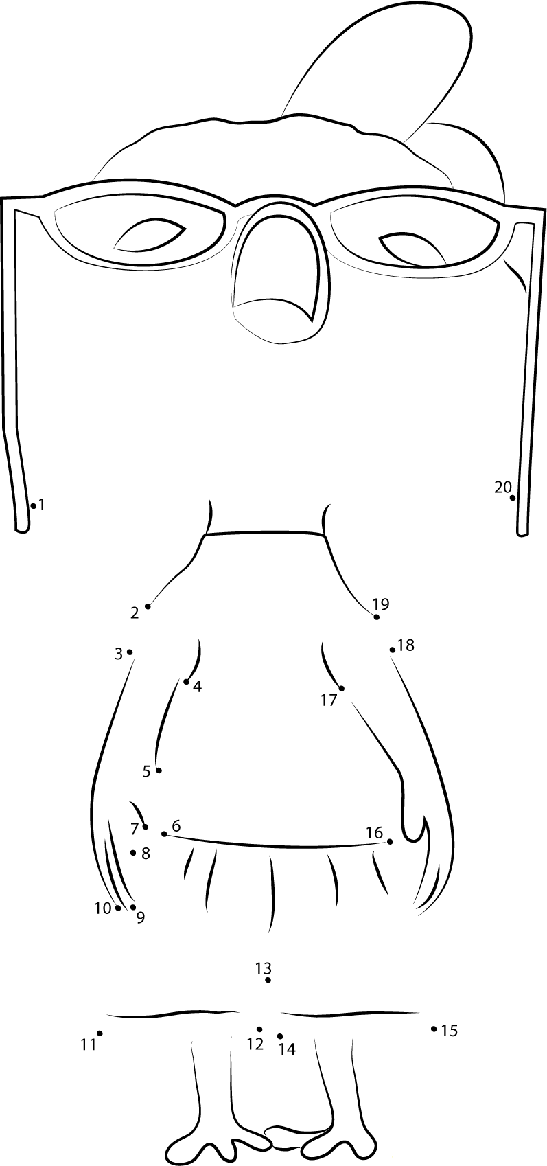 Chicken Little See Up printable dot to dot worksheet