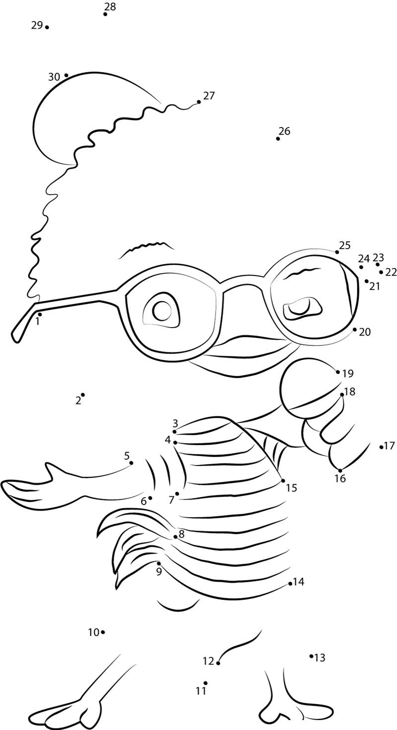 Chicken Little Singing Song printable dot to dot worksheet