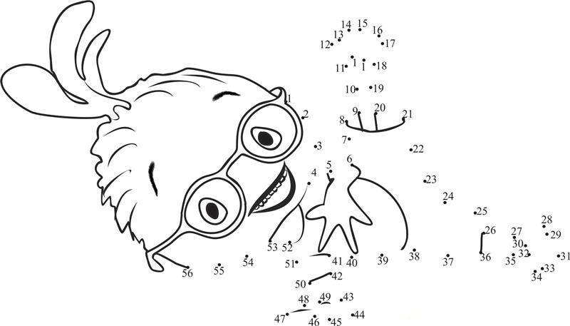 Cute Chicken Little printable dot to dot worksheet