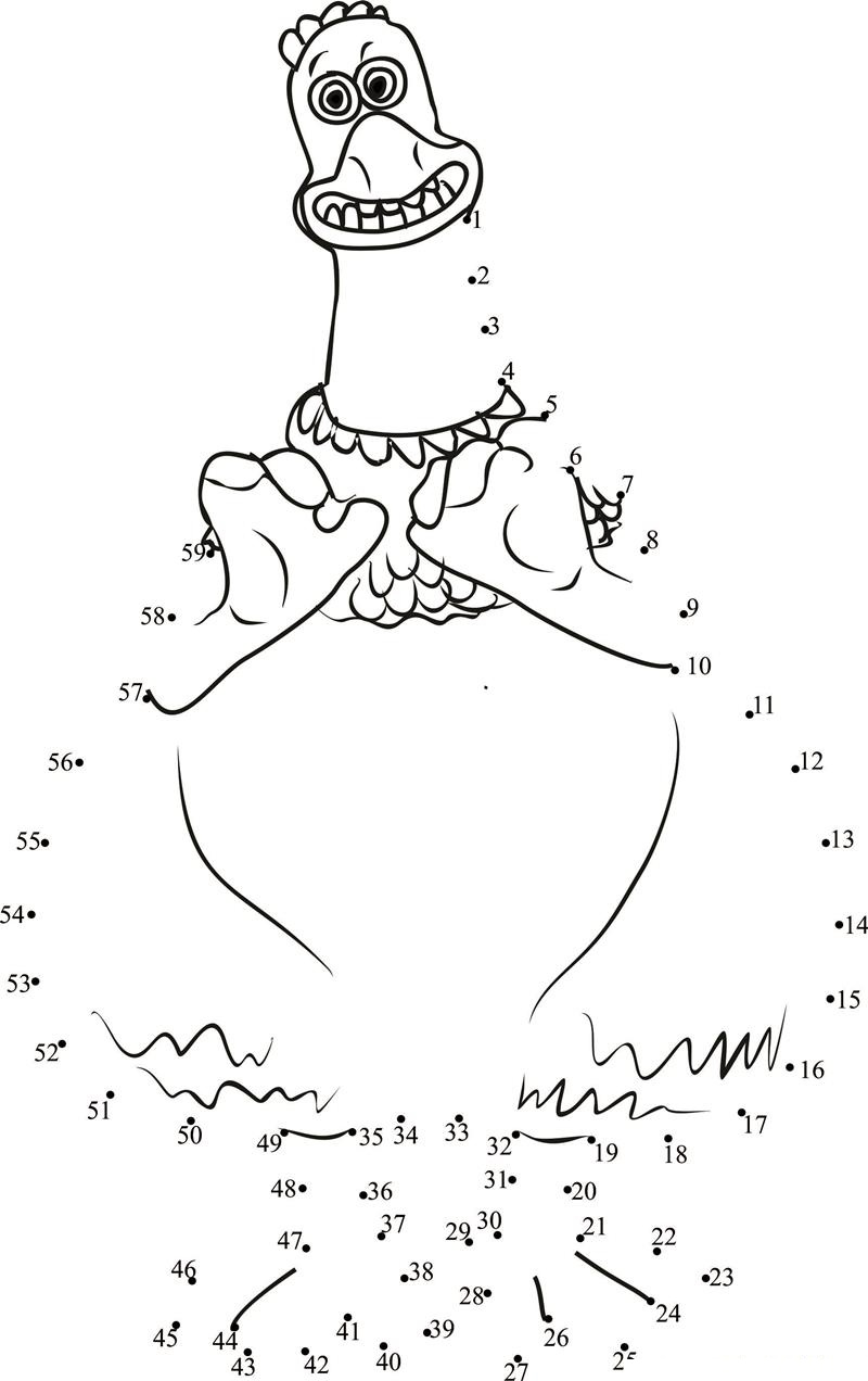 Emotional Chicken printable dot to dot worksheet