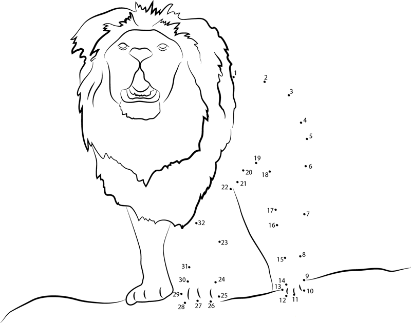 Lion Up printable dot to dot worksheet