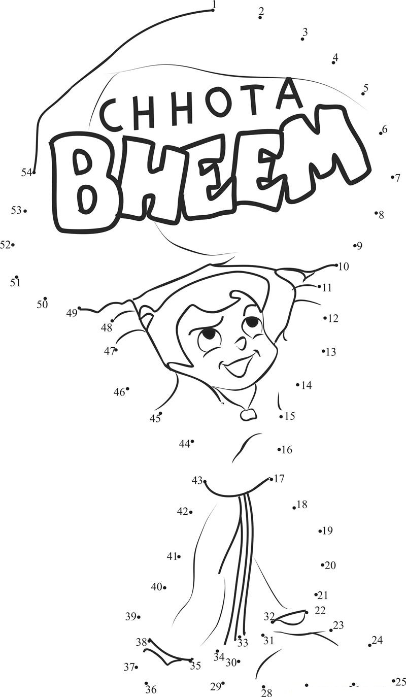 Powerful Chota Bheem printable dot to dot worksheet