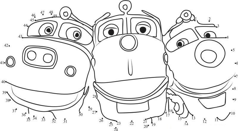 Chuggington Love printable dot to dot worksheet