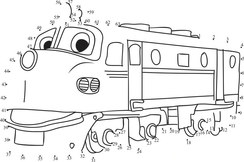 Modern Chuggington printable dot to dot worksheet