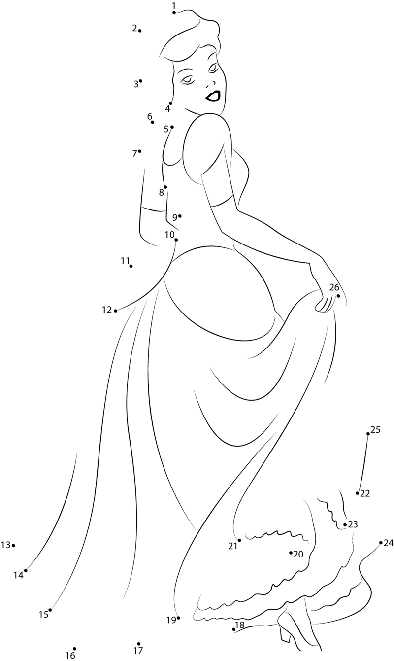 Cinderella At Disney Parks printable dot to dot worksheet