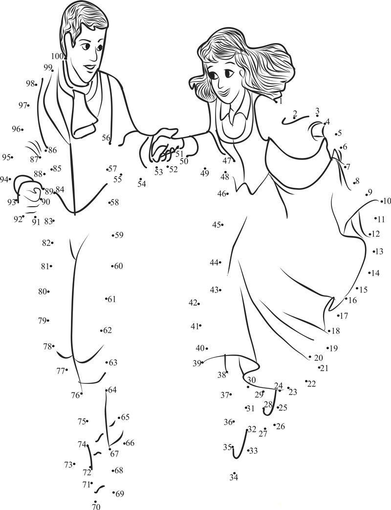 Cinderella Lover printable dot to dot worksheet