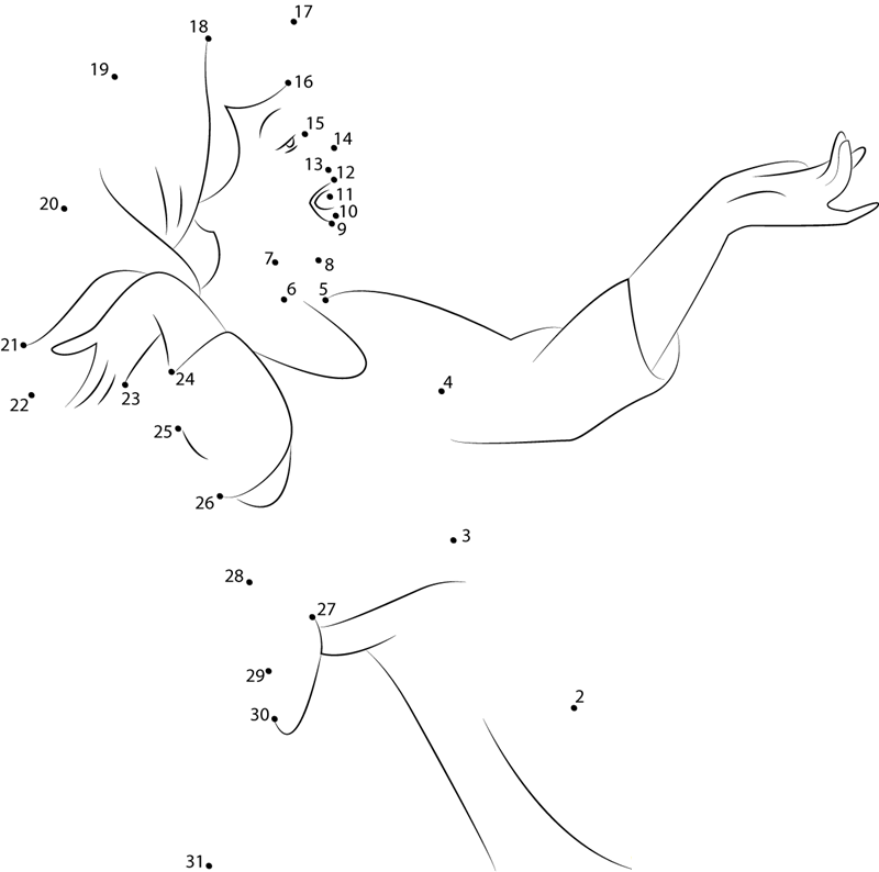 Cinderella Singing printable dot to dot worksheet