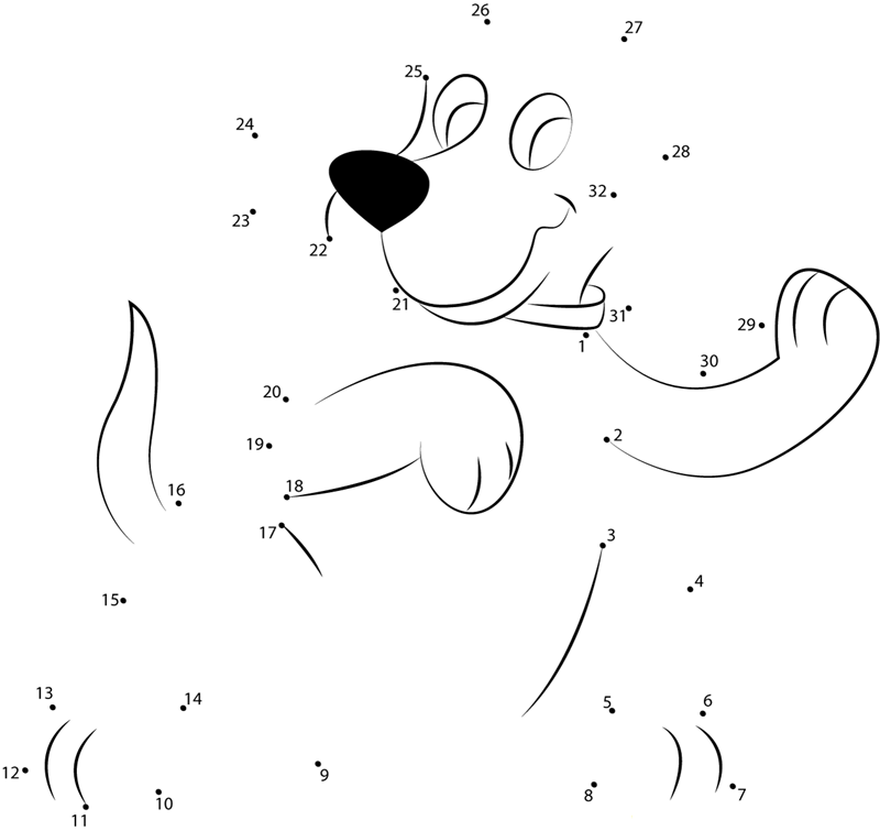 Clifford Dancing printable dot to dot worksheet