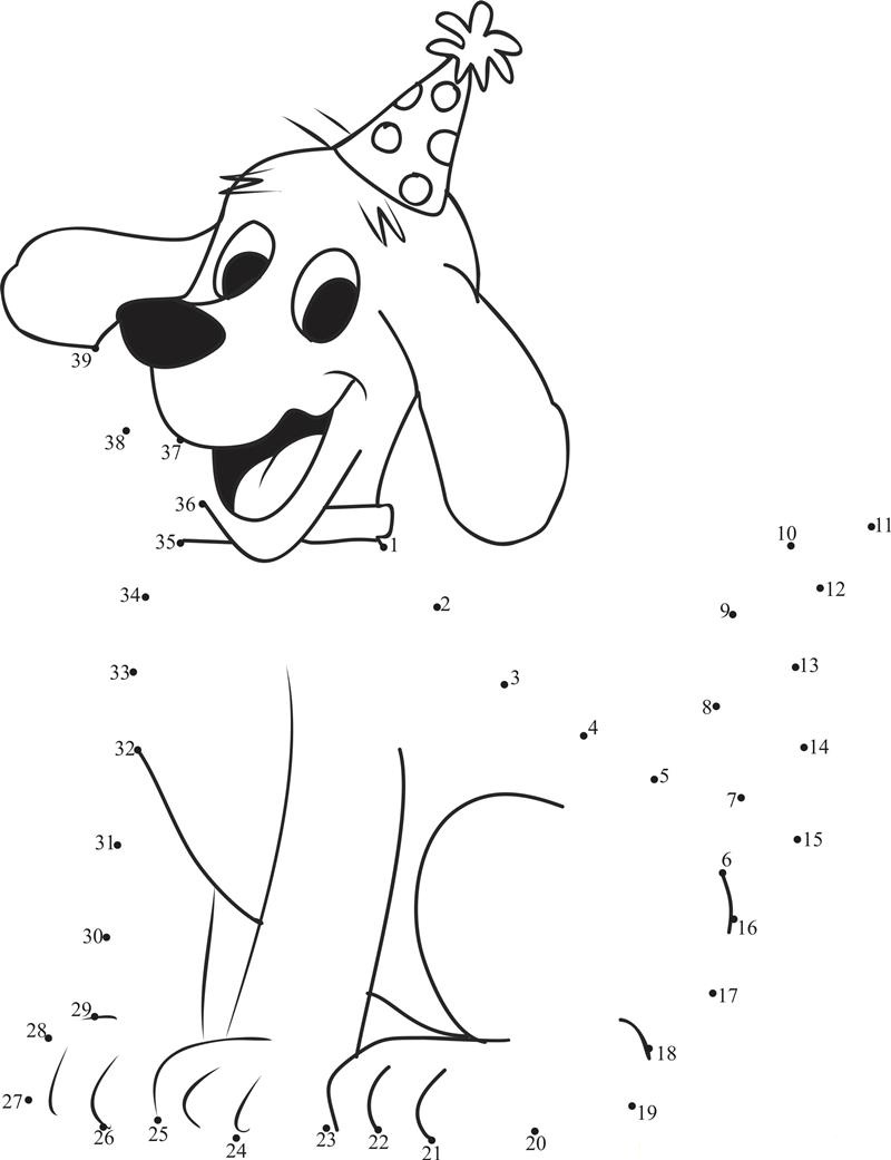 Cute Clifford printable dot to dot worksheet