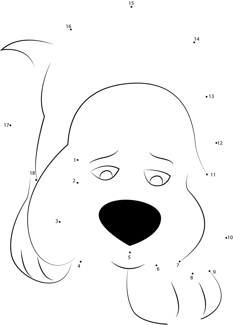 Sad Clifford printable dot to dot worksheet