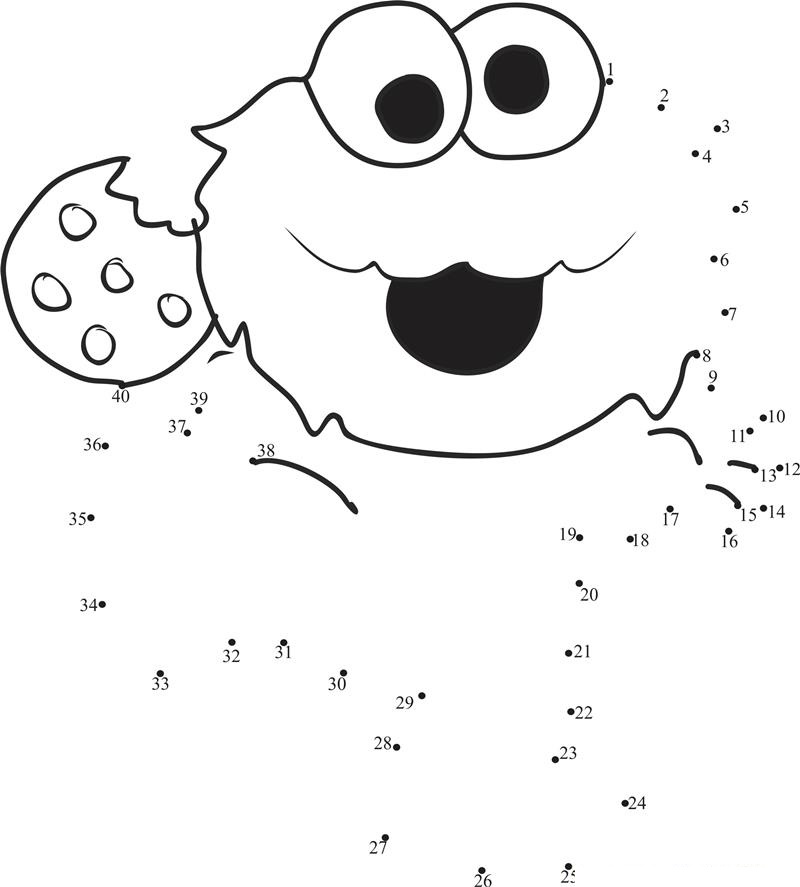 Cookie Monster printable dot to dot worksheet