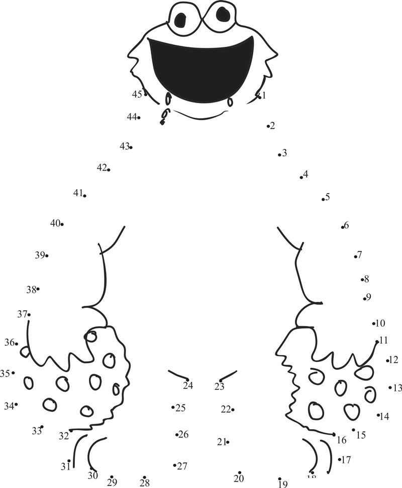 Hungry Cookie Monster printable dot to dot worksheet