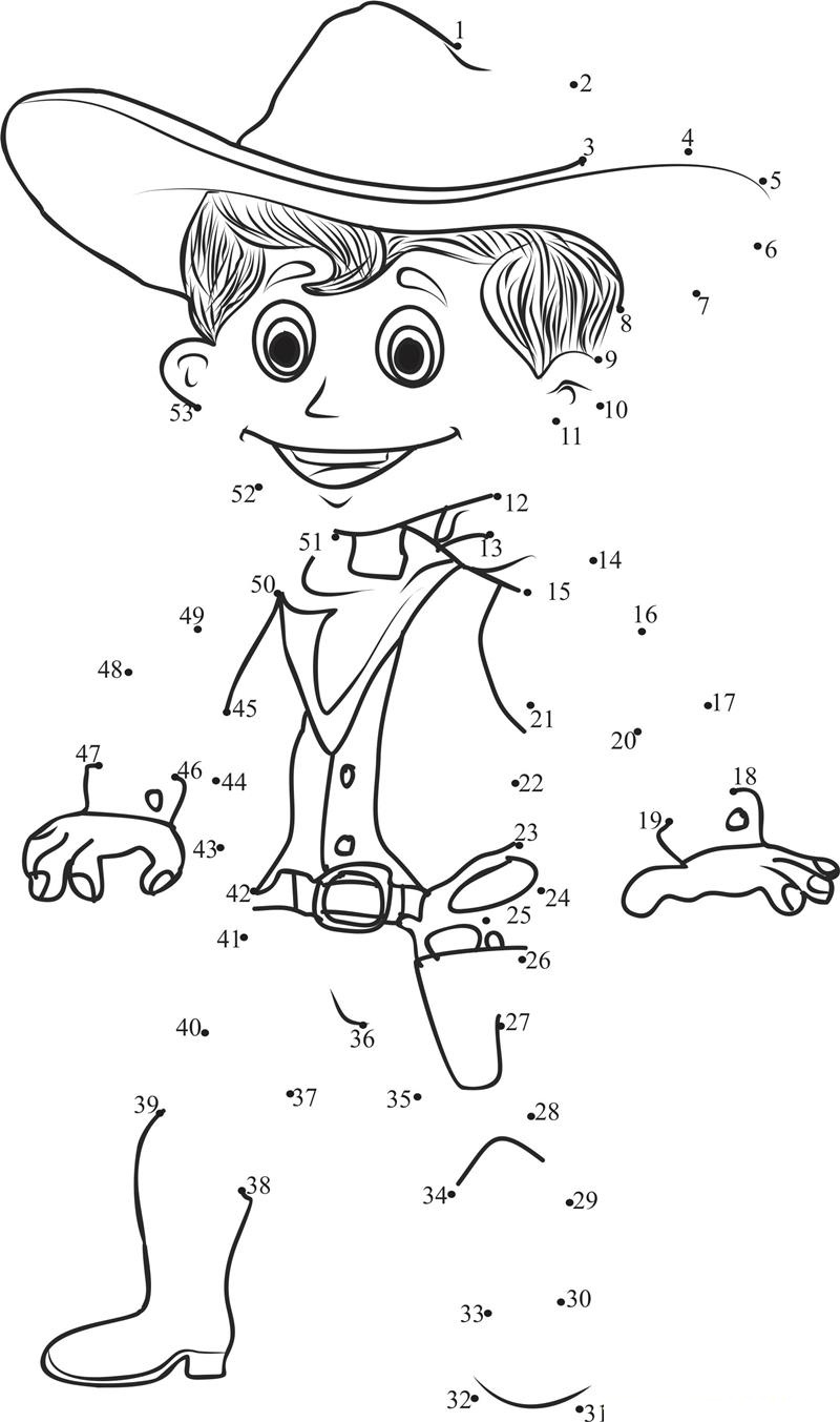 Smart Cowboy printable dot to dot worksheet