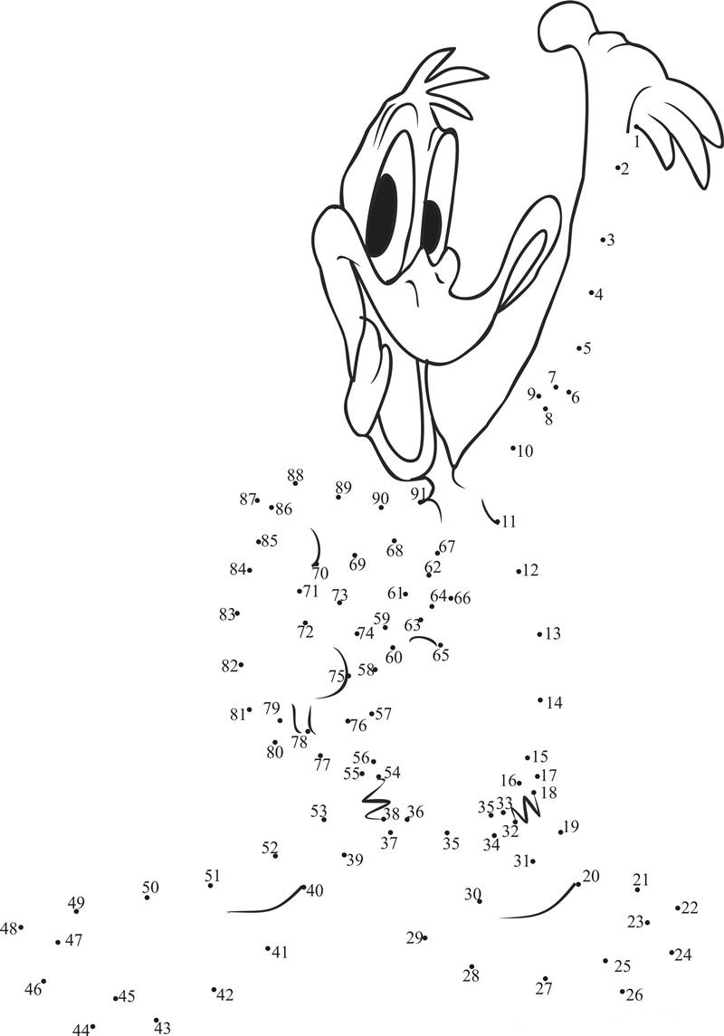 Entertaining Daffy Duck printable dot to dot worksheet