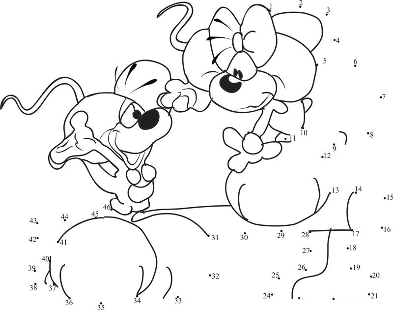 Diddl And Diddlina Playing printable dot to dot worksheet