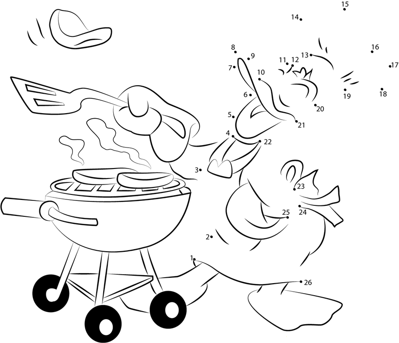 Donald Duck Cooking printable dot to dot worksheet