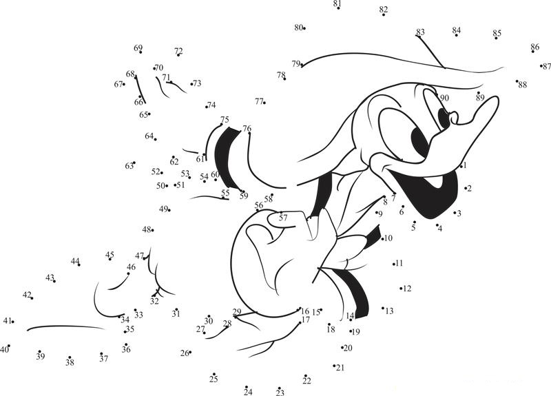 Donald Duck Smile printable dot to dot worksheet