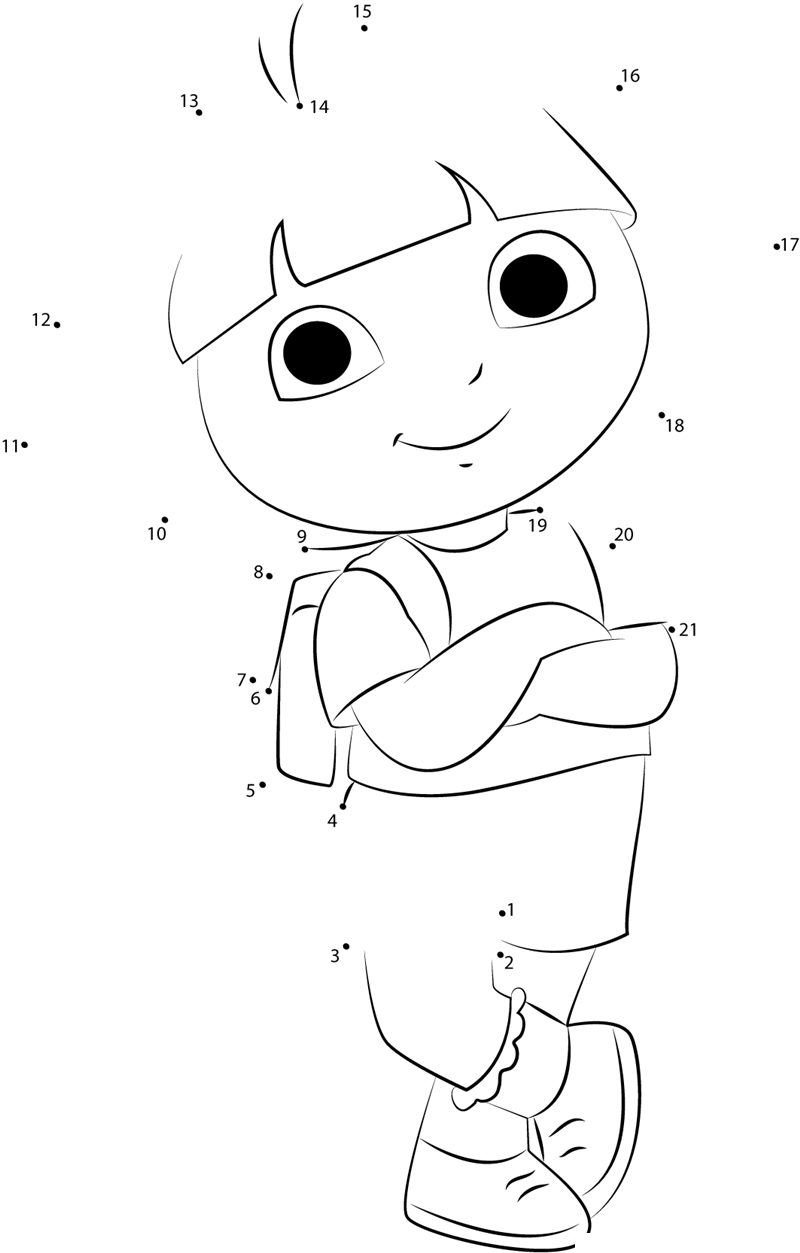 Dora Smiling printable dot to dot worksheet