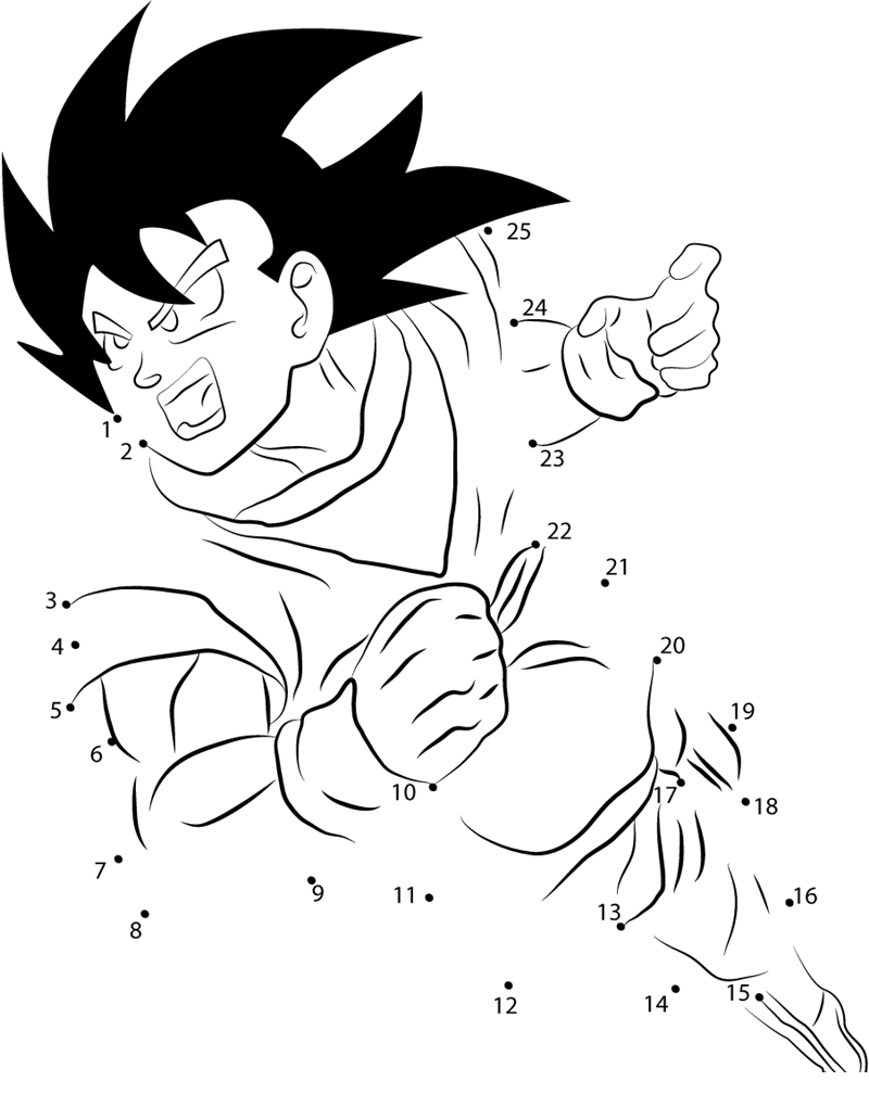 Dragon Ball Z printable dot to dot worksheet