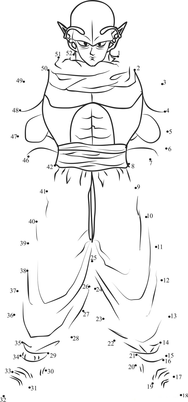 Dragon Ball Z Namekian printable dot to dot worksheet