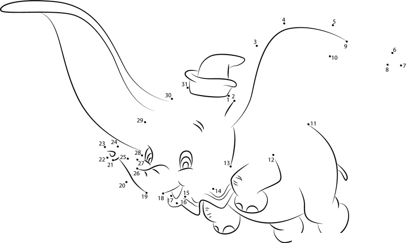 Dumbo printable dot to dot worksheet